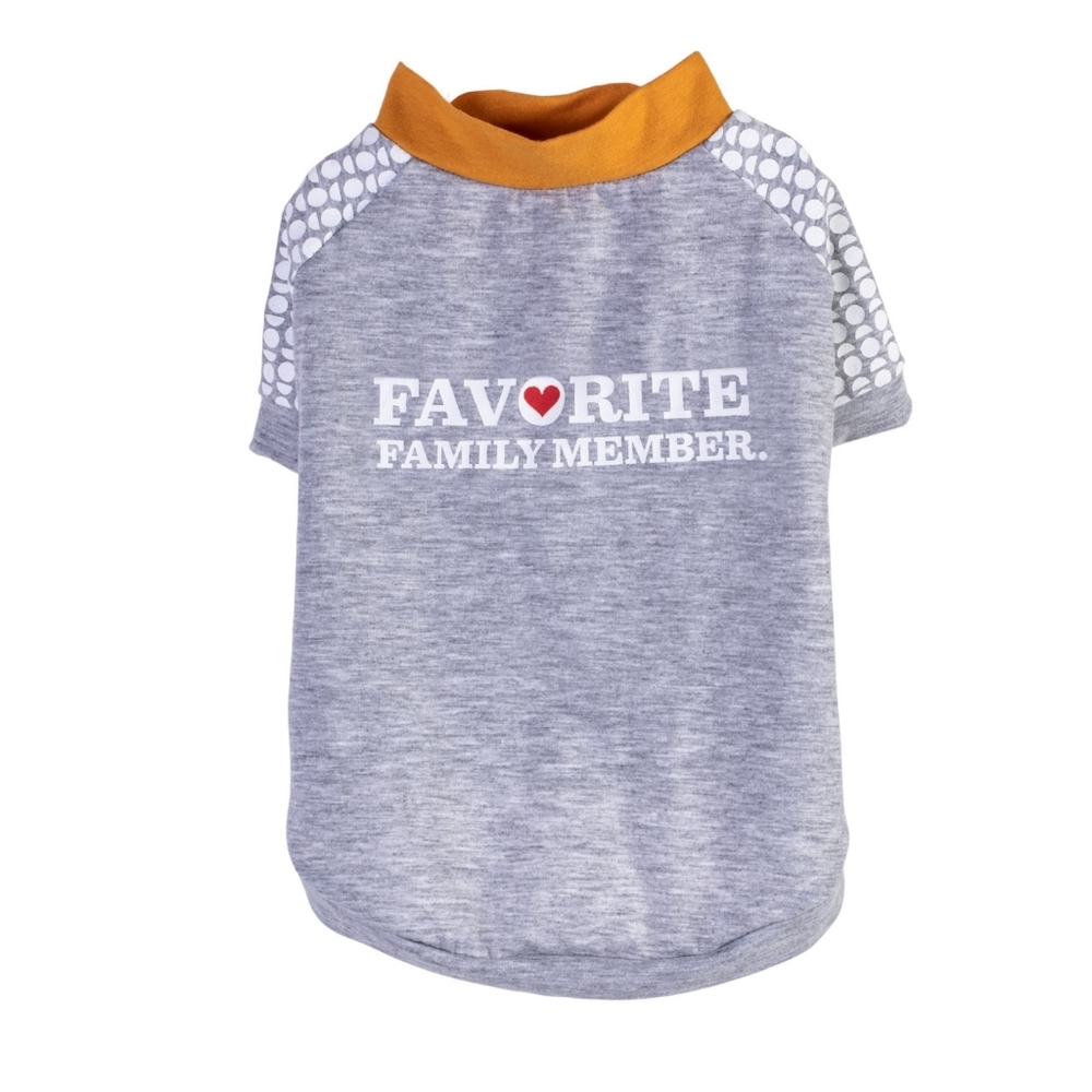 Dog T-shirt  favorite family member gray yellow